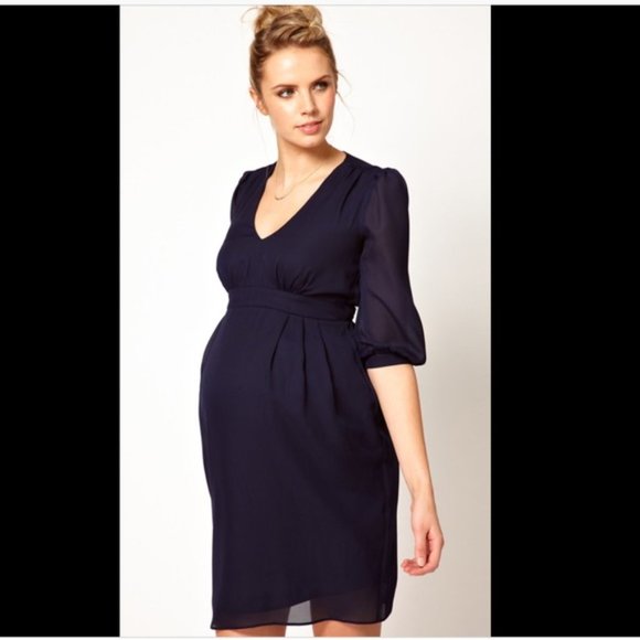 asos navy maternity dress